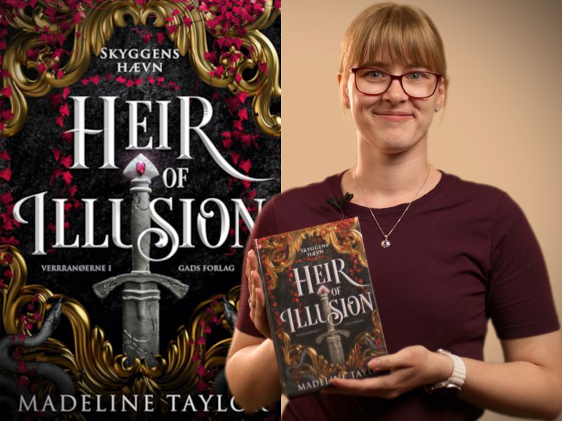 Bibliotekets medarbejder Thea holder bogen "Heir of Illusion – Skyggens hævn"